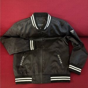 GUESS Black Bomber Jacket with White Stripes